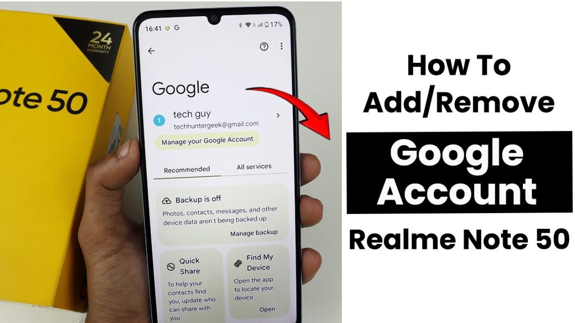 Add/Remove Google Account In Realme Note 50 | Setup Google Account