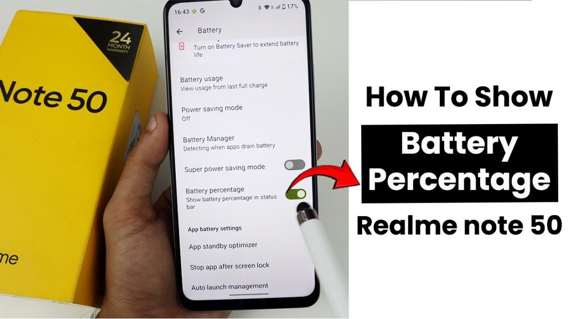 How to Show Battery Percentage In Realme Note 50 | Battery Setting